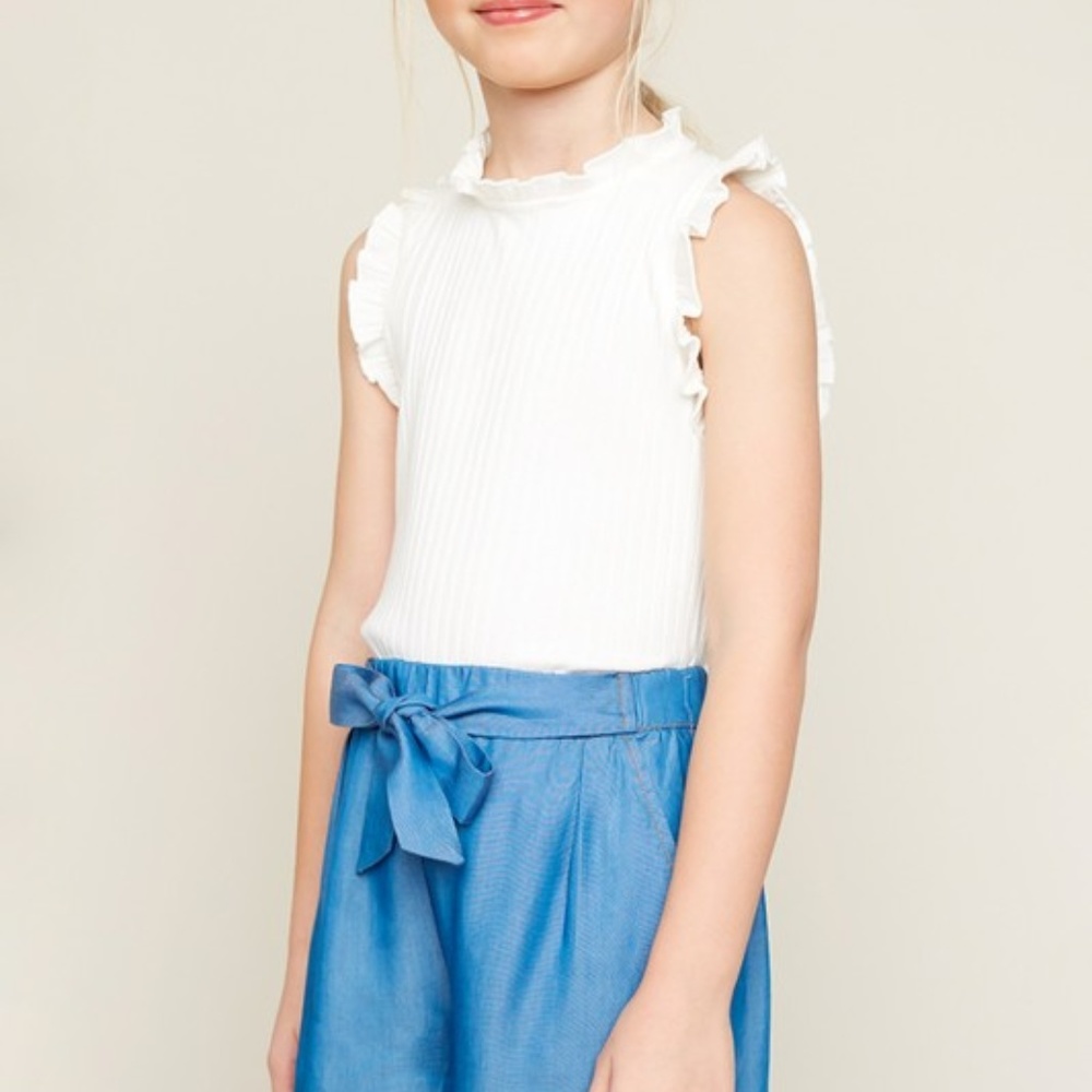 NWT Girls Hayden Mock Ruffle Neck Tank -